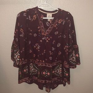 Maroon floral blouse